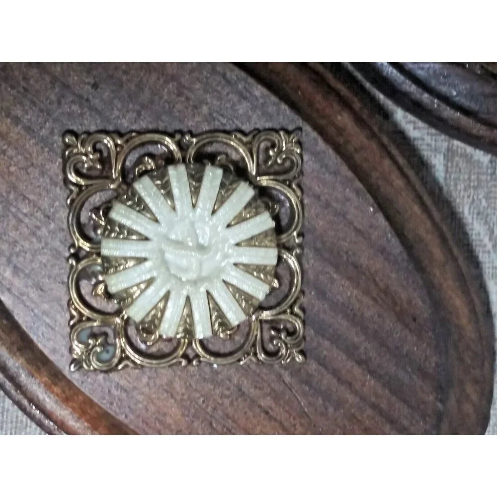 VINTAGE wall hangings Set of 3 Oval Ornate Embellished brown 5.25